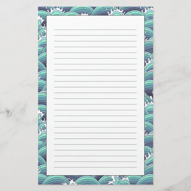 Papelería Fondo decorativo de olas de mar (Anverso)