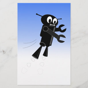 Papelería Fondo del cielo azul del robot volador negro