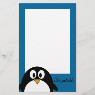 Papelería fondo lindo del azul del pingüino del dibujo