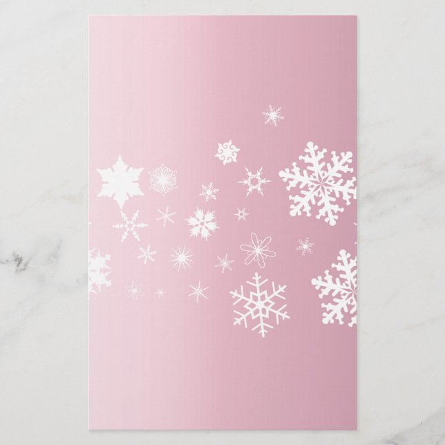 Papelería Fondo rosado del copo de nieve (Anverso)