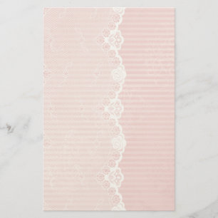 Papelería Fondo rosado y blanco con el cordón negro