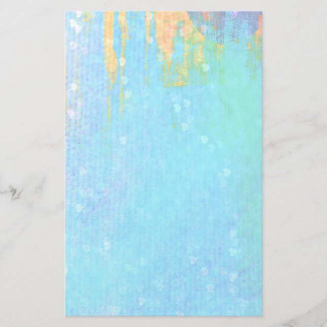 Papelería Fondo texturado azul con pequeños corazones blanco (Anverso)