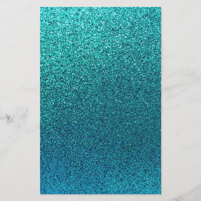 Papelería Fondo verde azulado del purpurina de las azules (Anverso)