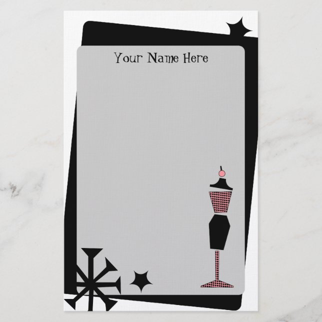 Papelería Forma retra del vestido del rosa y del negro del (Anverso)