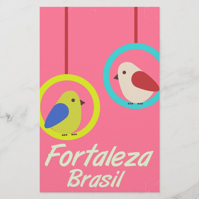 Papelería Fortaleza Brasil poster de viajes vintage (Anverso)
