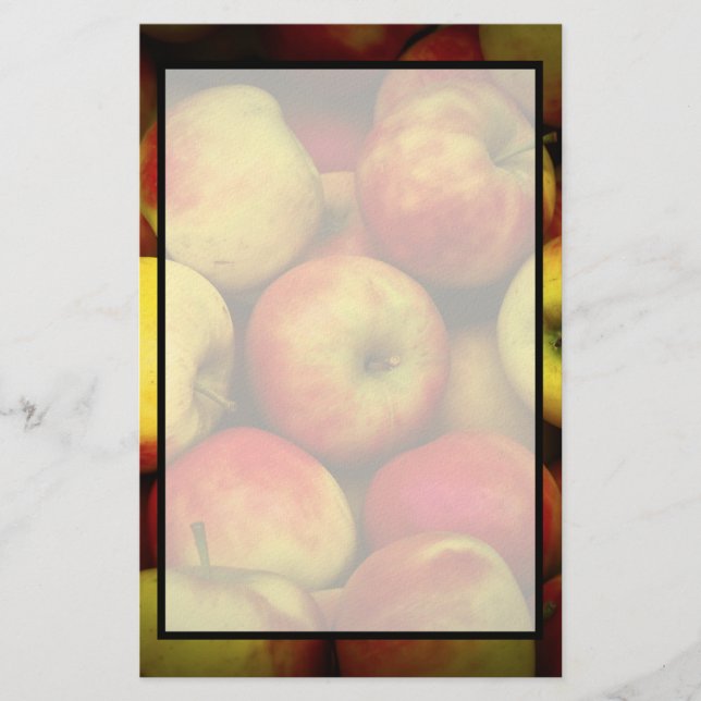 Papelería Foto de un Bushel de manzanas amarillas y rojas (Anverso)