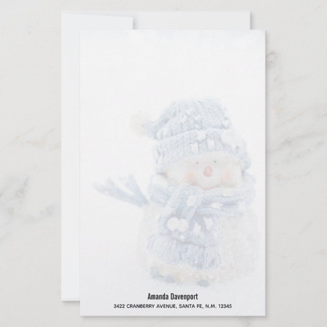 Papelería Foto de un muñeco de nieve en invierno - Navidades (Anverso)