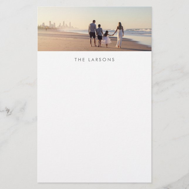 Papelería Foto y monograma de la familia personalizado (Anverso)