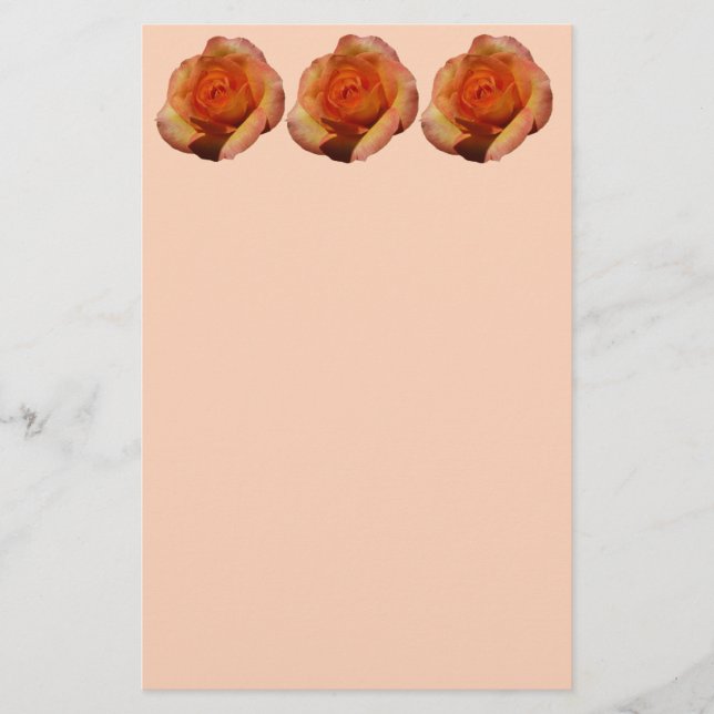 Papelería Fotografía de Peach Rosa Naranja Floral (Anverso)