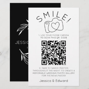 Papelería Fotos memorables Código Qr Moda negra Boda moderno