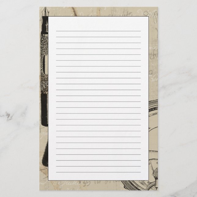 Papelería Fountain Pens and Watchface con notas (Anverso)