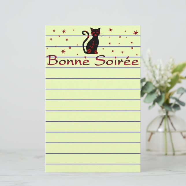 Papelería Francés: Bonne Soiree (Anverso de pie)