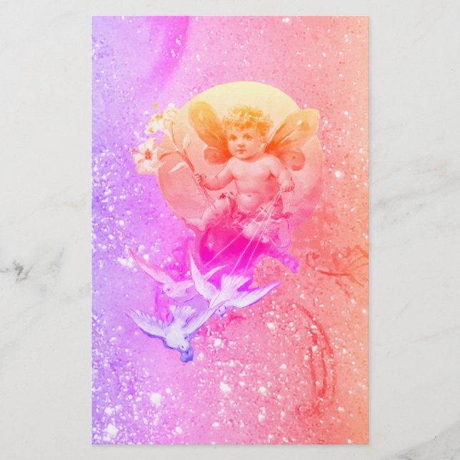 Papelería FRANJA DE BEBÉ CON DOVAS PURPLE PINK SPARKLES Fant (Anverso)