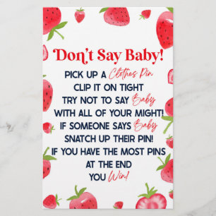 Papelería Fresa Berry no dice juego de Baby Shower