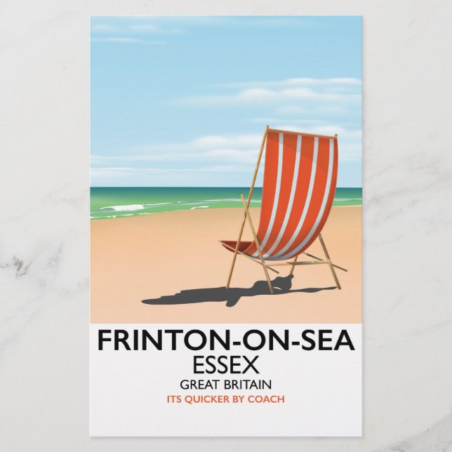 Papelería Frinton en el mar, Essex, poster de la costa. (Anverso)