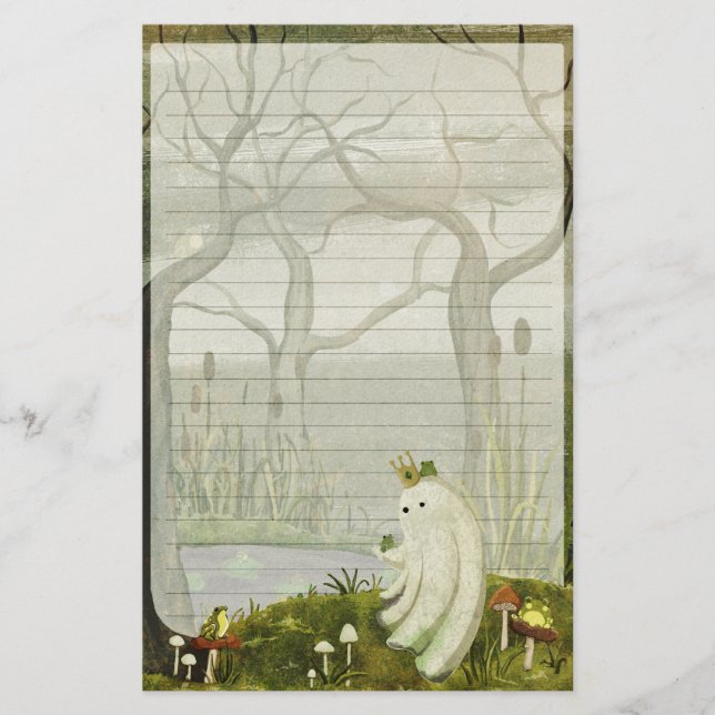 Papelería Frog Prince - Cute Ghost Lined Letter Writing (Anverso)
