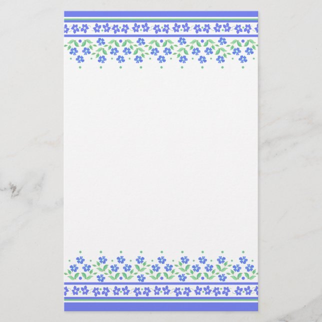 Papelería Frontera floral del bígaro azulverde a (Anverso)