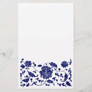 Papelería Frontera inferior floral azul