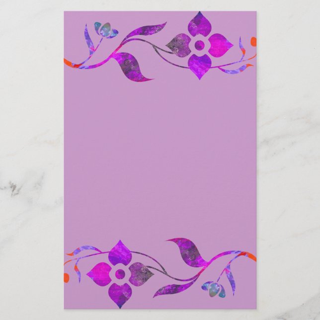 Papelería Frontera púrpura de la flor (Anverso)