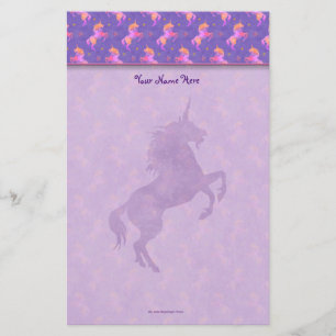 Papelería Frontera superior de los unicornios rosados