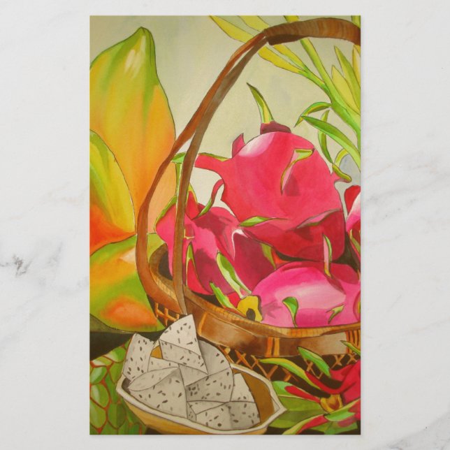 Papelería Frutas tropicales acuarela arte original todavía v (Anverso)