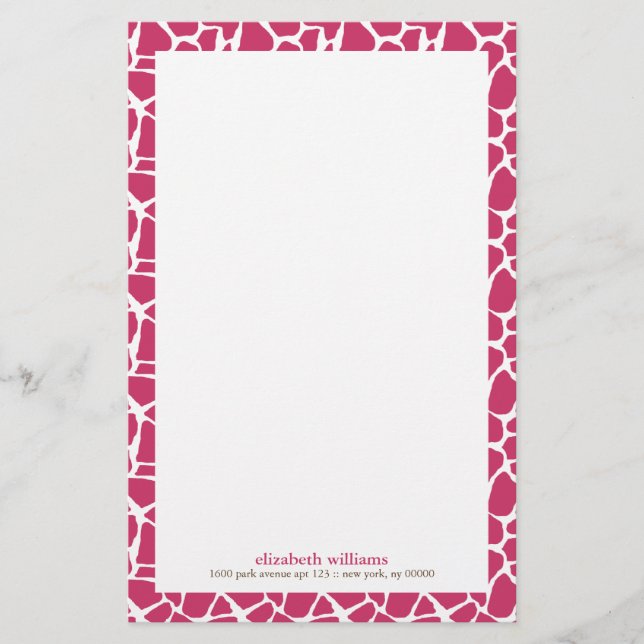 Papelería Fuchsia Giraffe Pattern (Anverso)