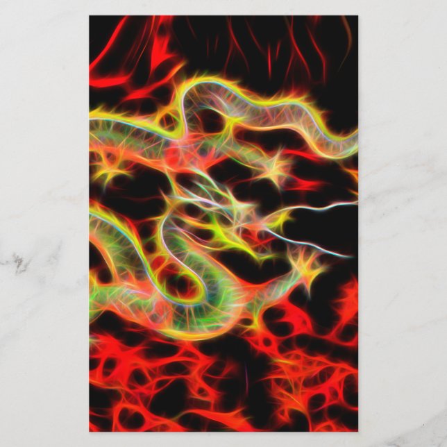 Papelería Fuego dragón en energía afortunada (Anverso)