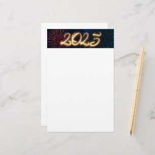 Papelería Fuegos artificiales estallan Feliz Año Nuevo 2025