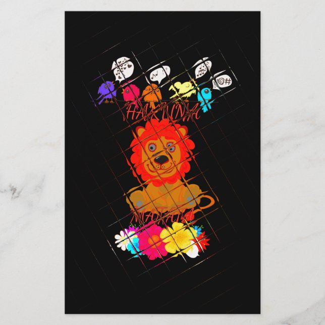 Papelería Funny Baby Lion King: Diseño de Arte Hakuna Matata (Anverso)