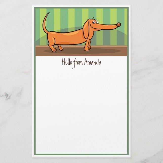 Papelería Funny Dachshund Stationery (Anverso)