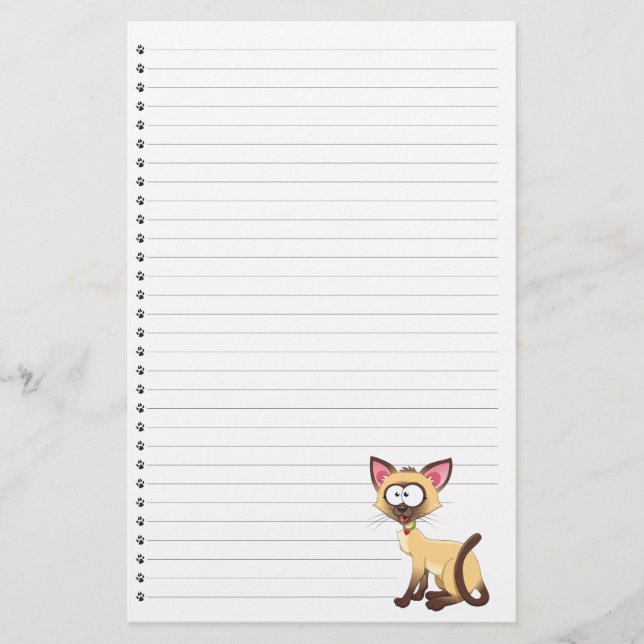 Papelería Funny Personalizado Cat Lined Mascota Stationery (Anverso)