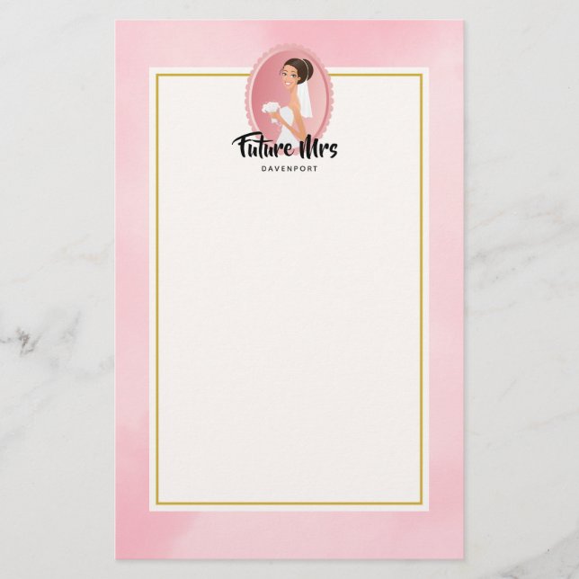 Papelería Futura Sra. con novia en el Boda Gown (Anverso)