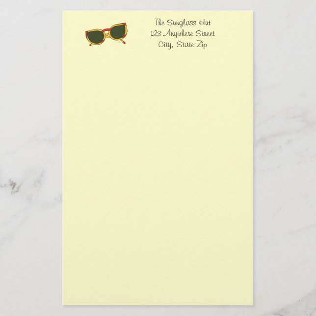Papelería Gafas de sol en amarillo y rojo en Stationery (Anverso)
