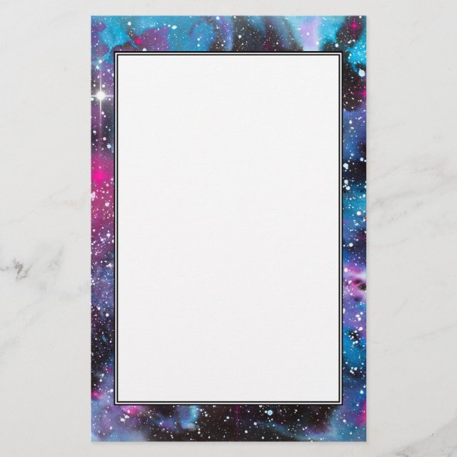 Papelería Galaxia de la acuarela del arte del espacio (Anverso)