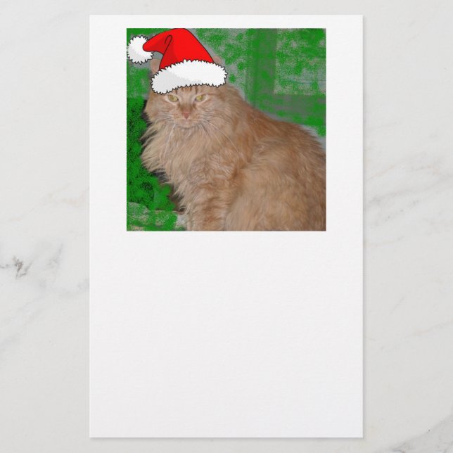 Papelería Gatito naranja atigrado de Navidad alegre (Anverso)