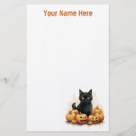 Papelería Gatito negro lindo con Halloween de calabazas Jack