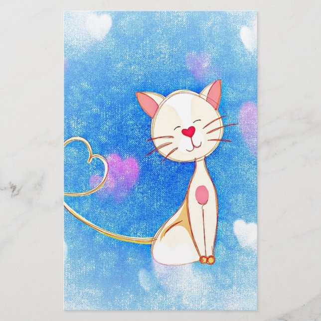 Papelería Gato de amor lindo (Anverso)