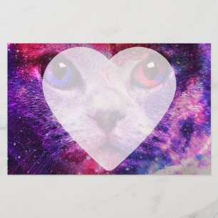 Papelería Gato de galaxia púrpura