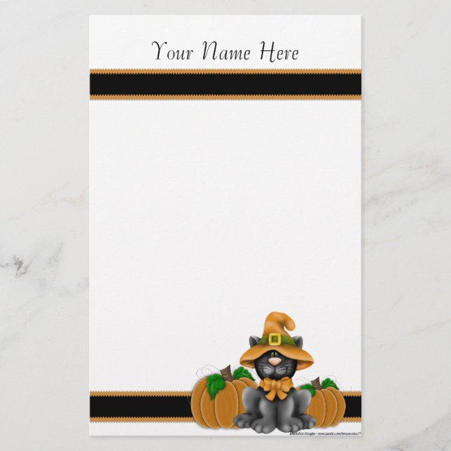 Papelería Gato de Halloween con efectos de escritorio (Anverso)