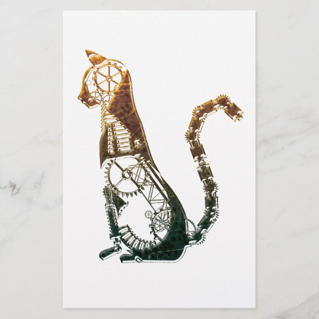 Papelería Gato de Steampunk inmóvil (Anverso)