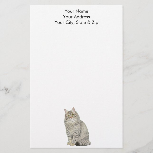 Papelería Gato de tabla de pelo largo (Anverso)
