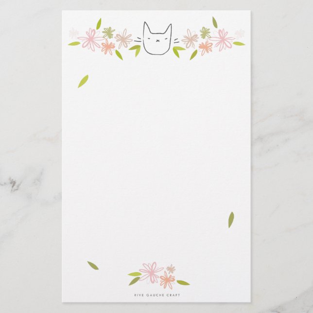 Papelería Gato del jardín en los crisantemos (Anverso)