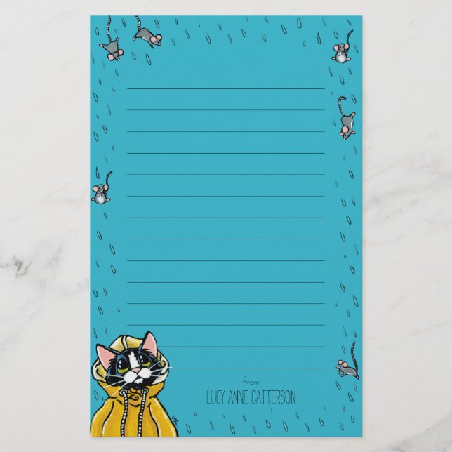 Papelería Gato del smoking y ratones lindos el llover (Anverso)