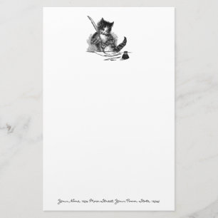 Papelería Gato del vintage que escribe una letra