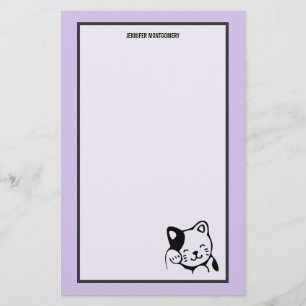 Papelería Gato gitano blanco y negro lindo saludando