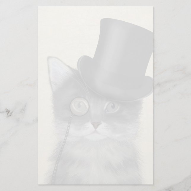 Papelería Gato gris con sombrero superior (Anverso)