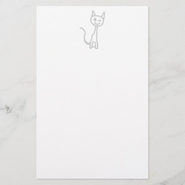 Papelería Gato Gris Winking. (Anverso)