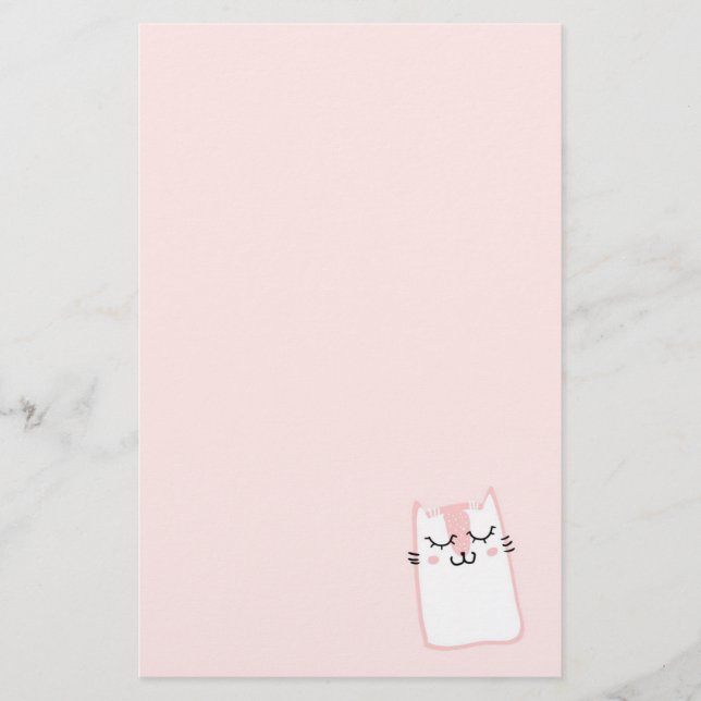 Papelería Gato Kitty Durmiendo Rosa (Anverso)