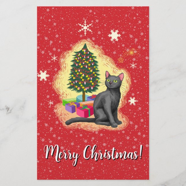 Papelería Gato navideño (Anverso)