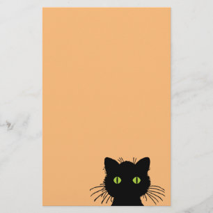 Papelería Gato negro cómico y curioso de ojos verdes